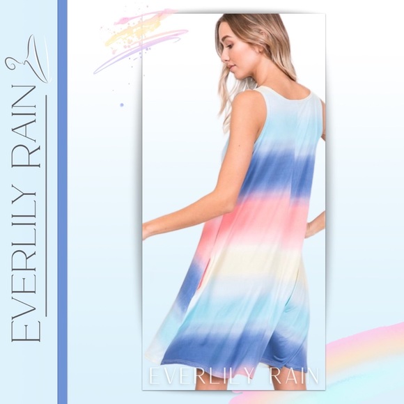 LAST ONE! Beautiful Rainbow Striped Tank Dress - Picture 5 of 14